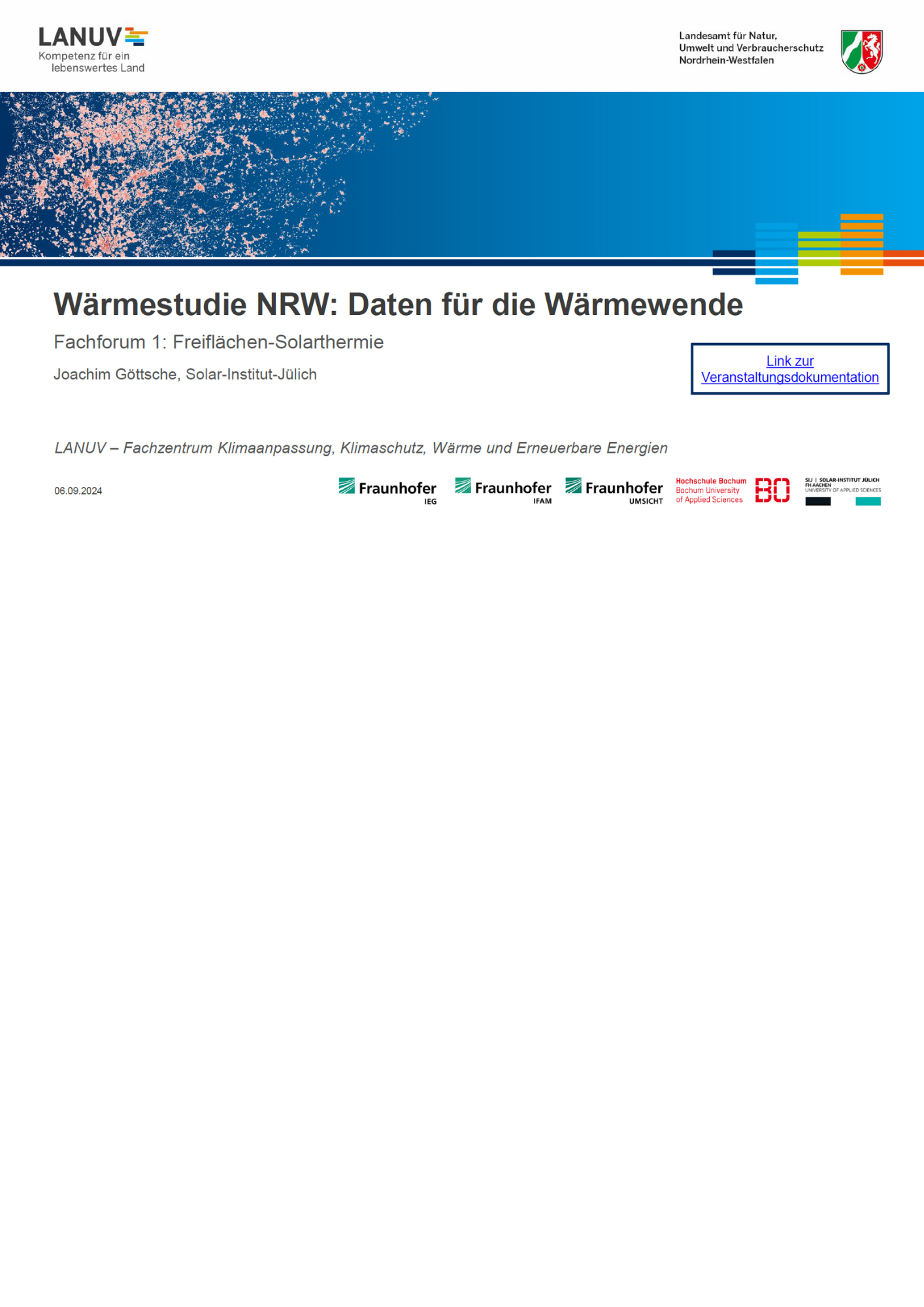 Titelbild Präsentation Freiflächen Solarthermie Wärmestudie NRW