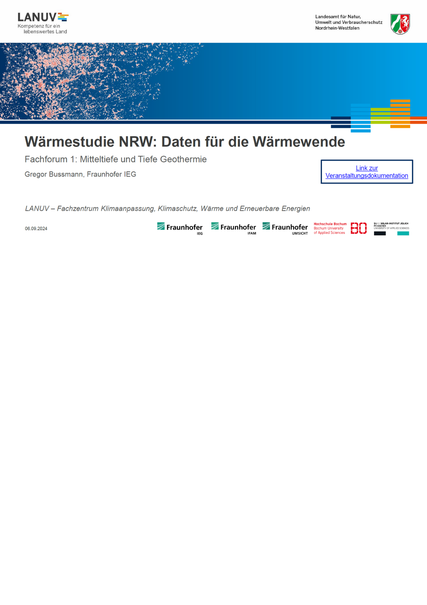 Titelbild Präsentation Mitteltiefe tiefe Geothermie Wärmestudie NRW